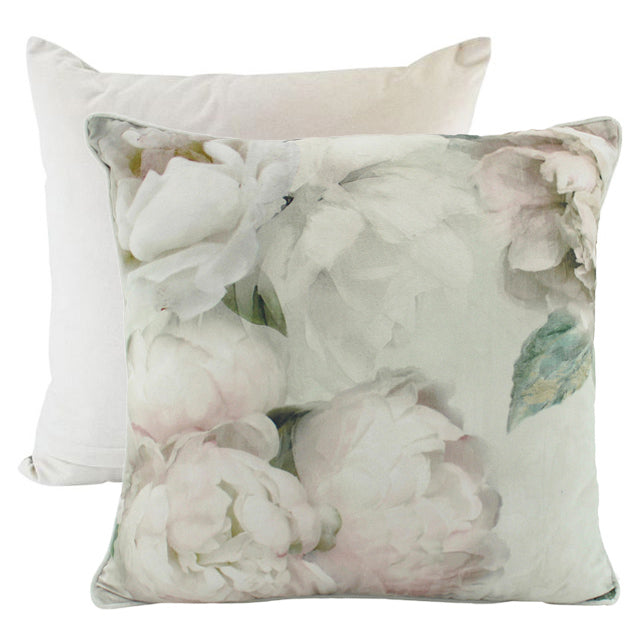 White Peony Velvet Cushion