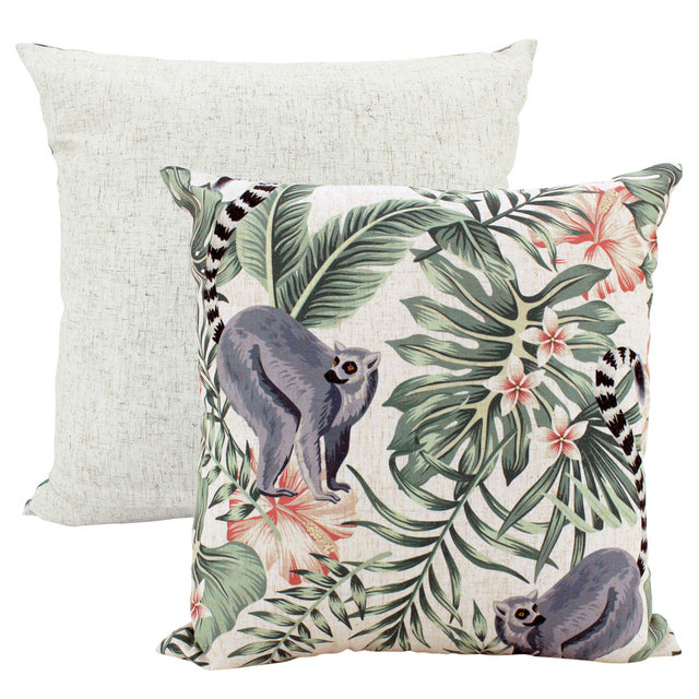 Tropical Lemurs Linen Cushion