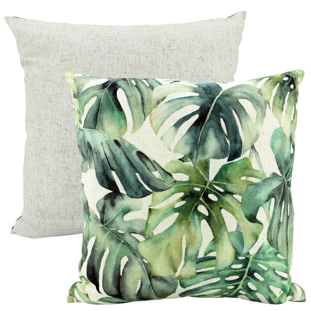 Monstera Grove Linen Cushion