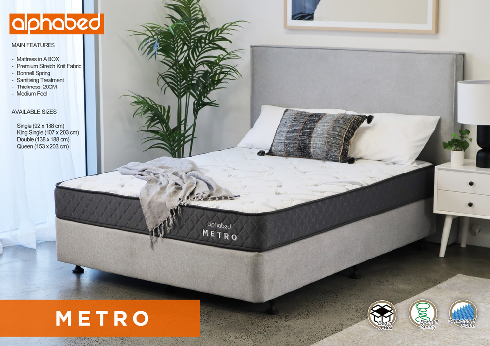 Medium Metro Bonnell Spring Mattress - Options: Size
