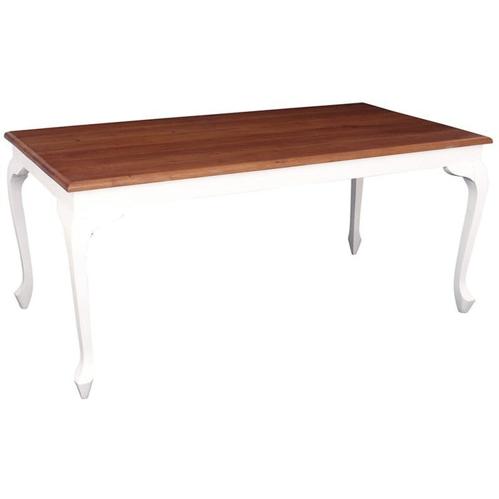 Queen Ann 1.8m Solid Mahogany Wood Dining Table White Caramel