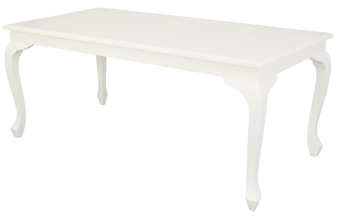 Queen Ann 1.8m Solid Mahogany Wood Dining Table White