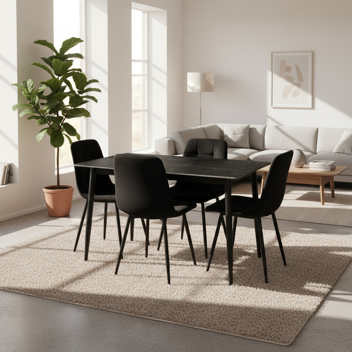 4 Seater Fiore Dining Table with Velvet Chair Set