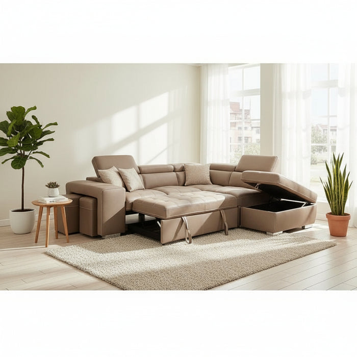 *Portland 5 Seater Fabric Sofa Bed with Ottoman Storage
