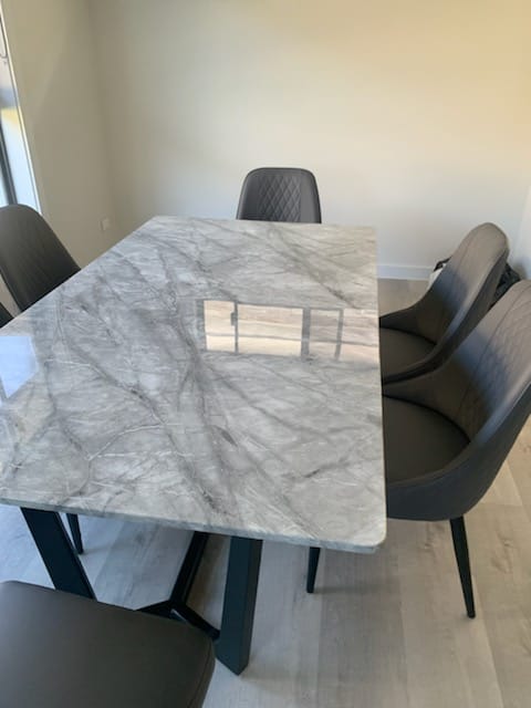 Vanesa 1.8m Dining Table - Marble Top with Black Base