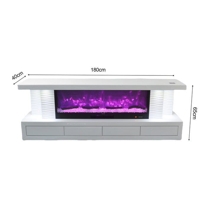 Dimor Entertainment Unit LED Mirrored Fireplace