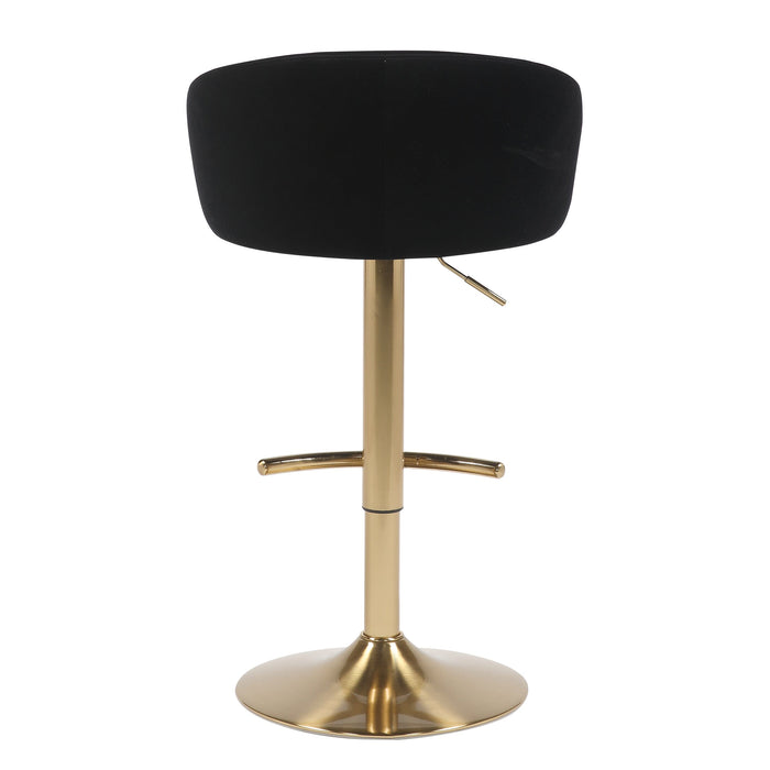 Winston Velvet Fabric Kitchen Stool, Black Gold