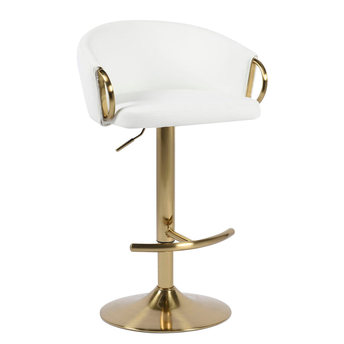 Winston Bar Stool, White Leather