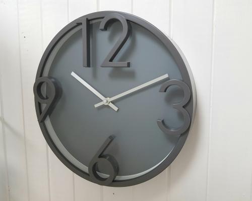 Grey Wall Clock With Large Grey Numbers