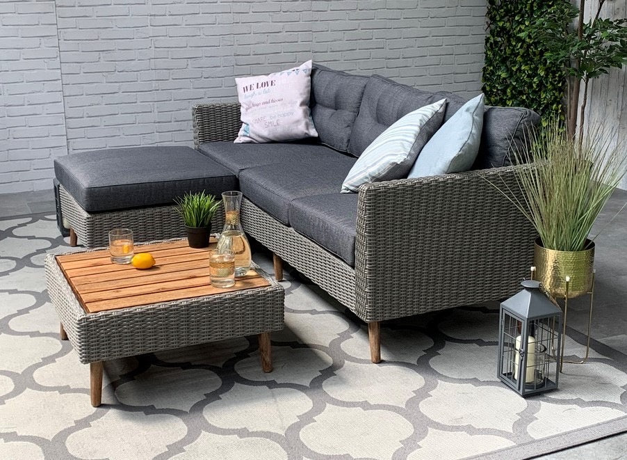 4 Seater Byron Timber Wicker with Coffee Table Lounge Set