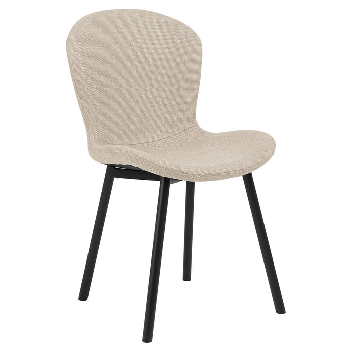 Louka Fabric Dining Chair - Beige - Black