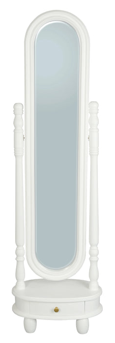 Madre 1 Drawer Oval Mirror Stand - White