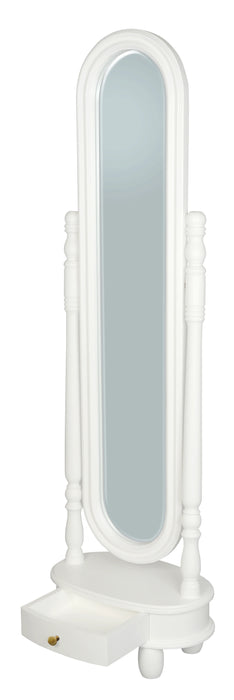 Madre 1 Drawer Oval Mirror Stand - White