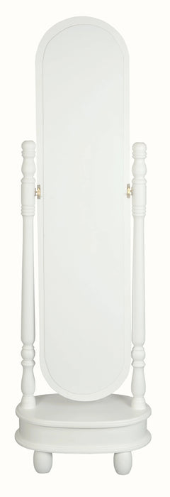Madre 1 Drawer Oval Mirror Stand - White
