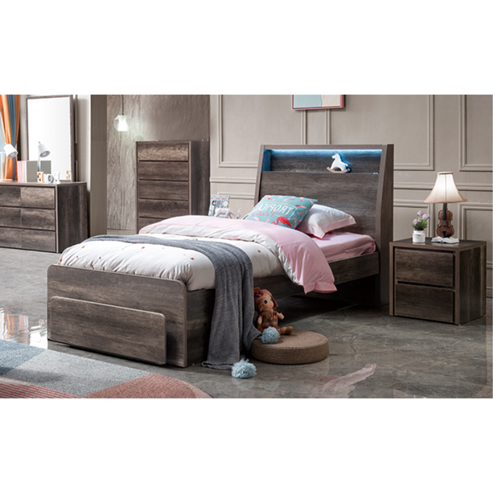 Charcoal Metura Storage Bed Frame - Options: Size
