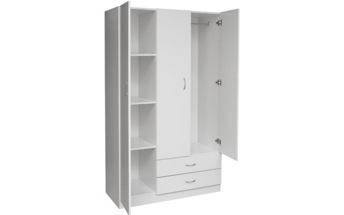 Mira 3 Door Wardrobe, White