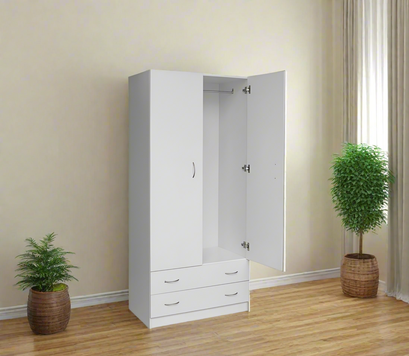 Rivan 2 Drawer Robe White