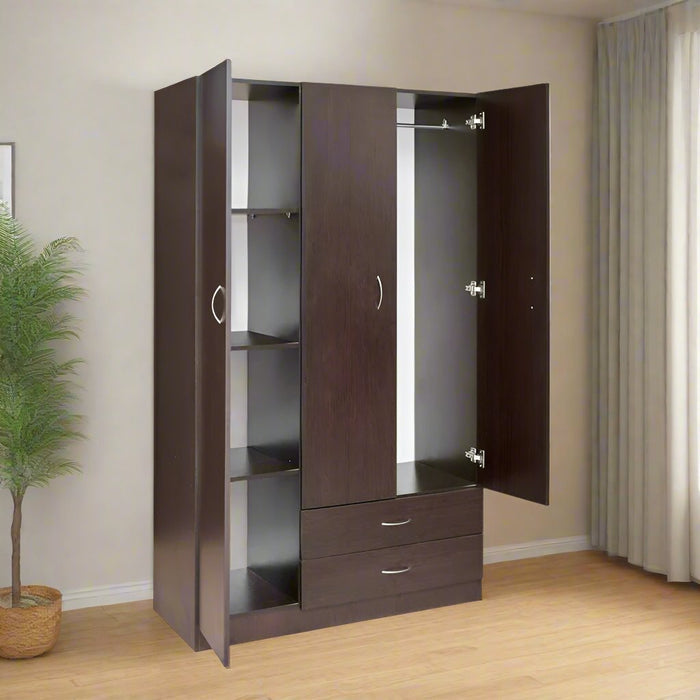 Mira 3 Door Wardrobe Walnut