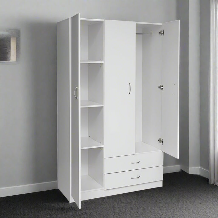 Mira 3 Door Wardrobe, White