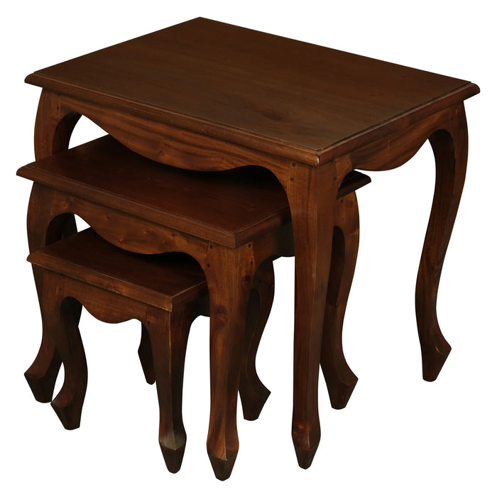 3 Piece Queen Ann Nest of Table Set, Mahogany
