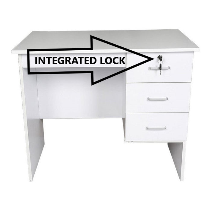 Vina Black 3 Drawer Study Desk 120cm