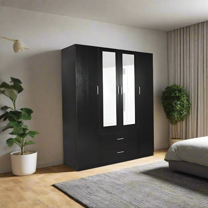 Remo Black Wardrobe with Mirrors