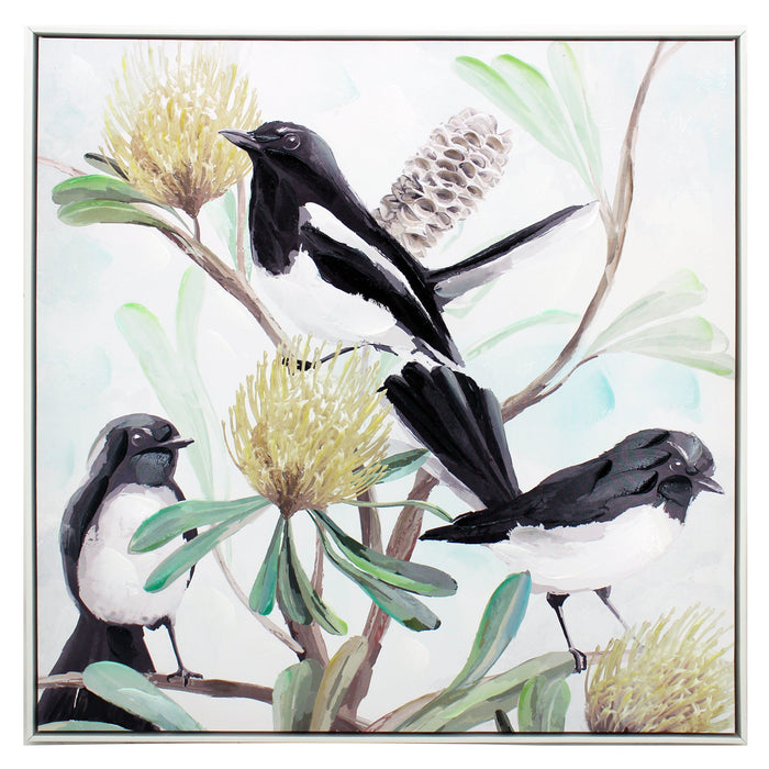 Willy Wagtail Trio Painting 13-12