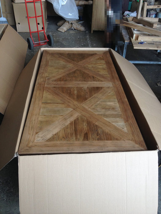 Parquetry Recycled Elm Table
