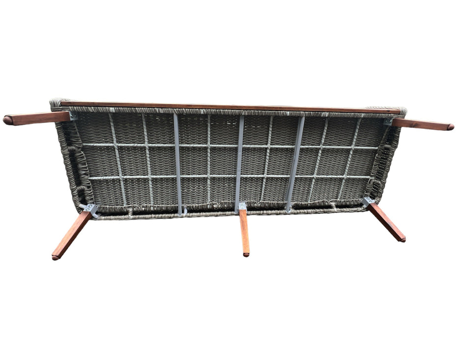 5 Seater Miranda Outdoor Timber Table Wicker Lounge Set