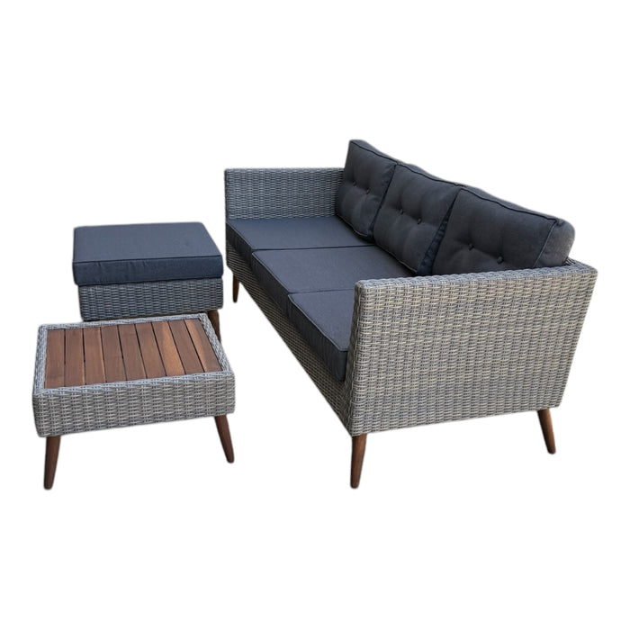 4 Seater Byron Timber Wicker with Coffee Table Lounge Set
