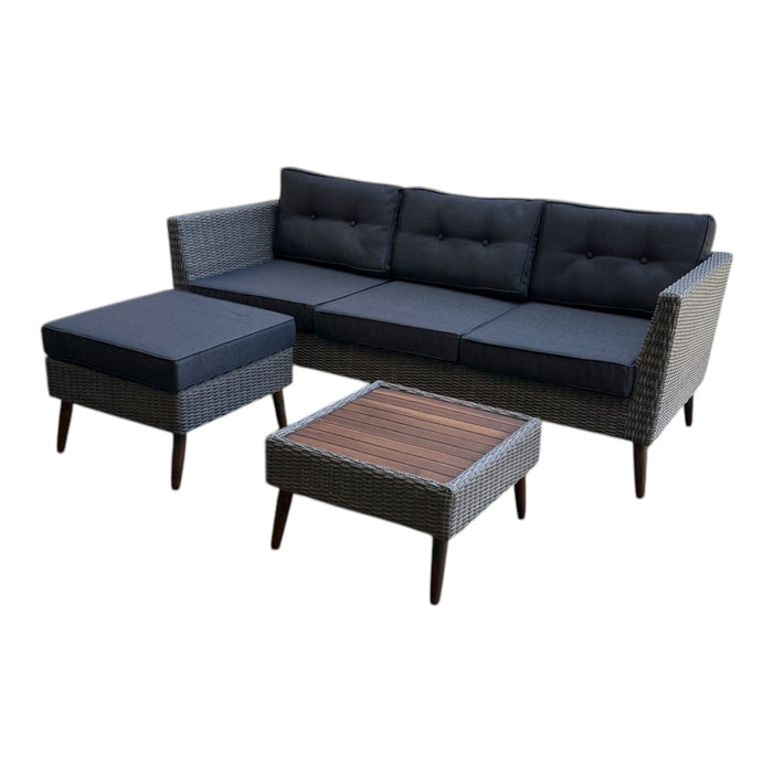 4 Seater Byron Timber Wicker with Coffee Table Lounge Set