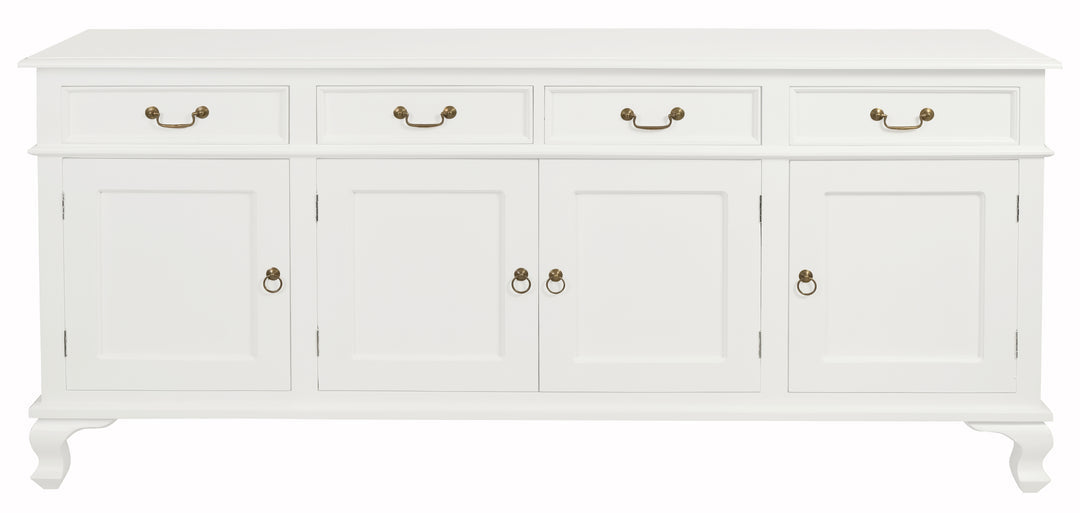 Queen Anne 4 Drawer 4 Door Buffet White