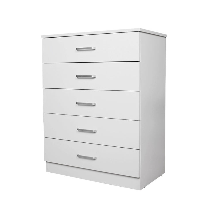 White Rivan 5 Drawer Tallboy - 70 CM