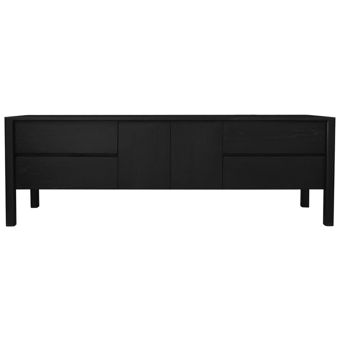 Adelle 1.8m Entertainment Unit - Solid Mindi Wood / Black