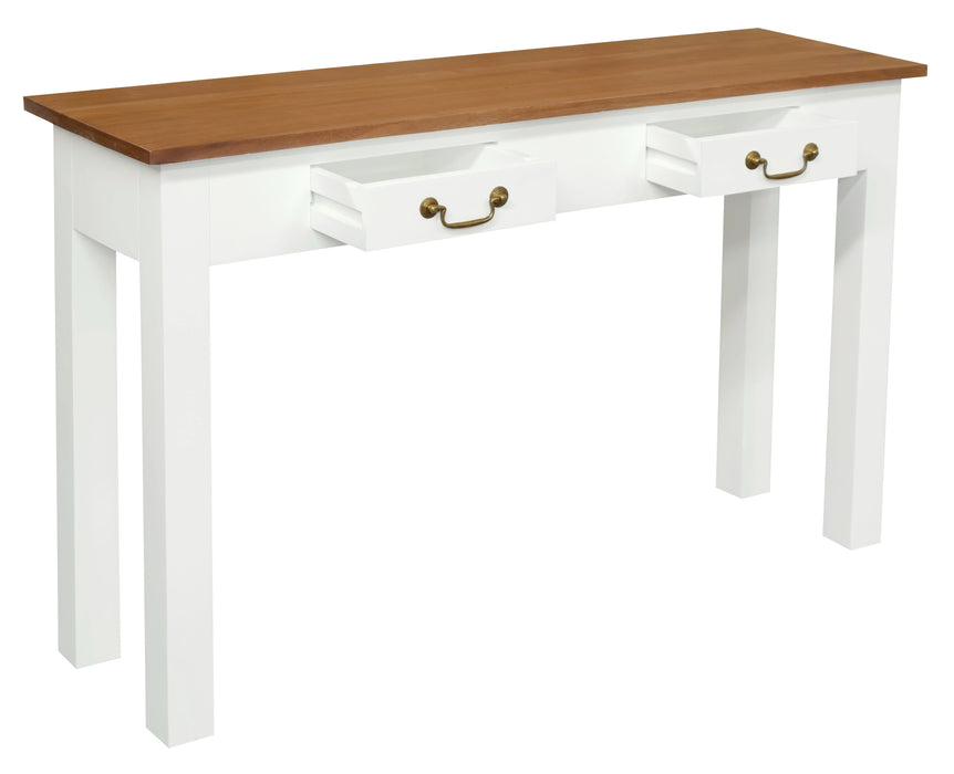 Tasman 1.2m White Caramel Straight Leg Timber Console