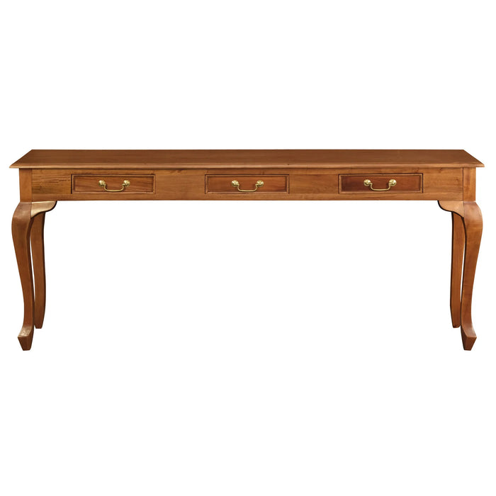 Queen Ann White 3 Drawer Sofa Table Light Pecan 180cm