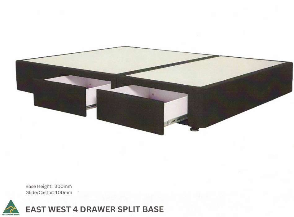 East West 4 Drawer King Split Base, 203CM x 203CM