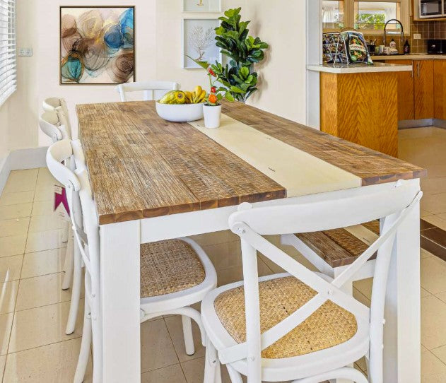 Casta Birch Timber Cross Back Chair, White