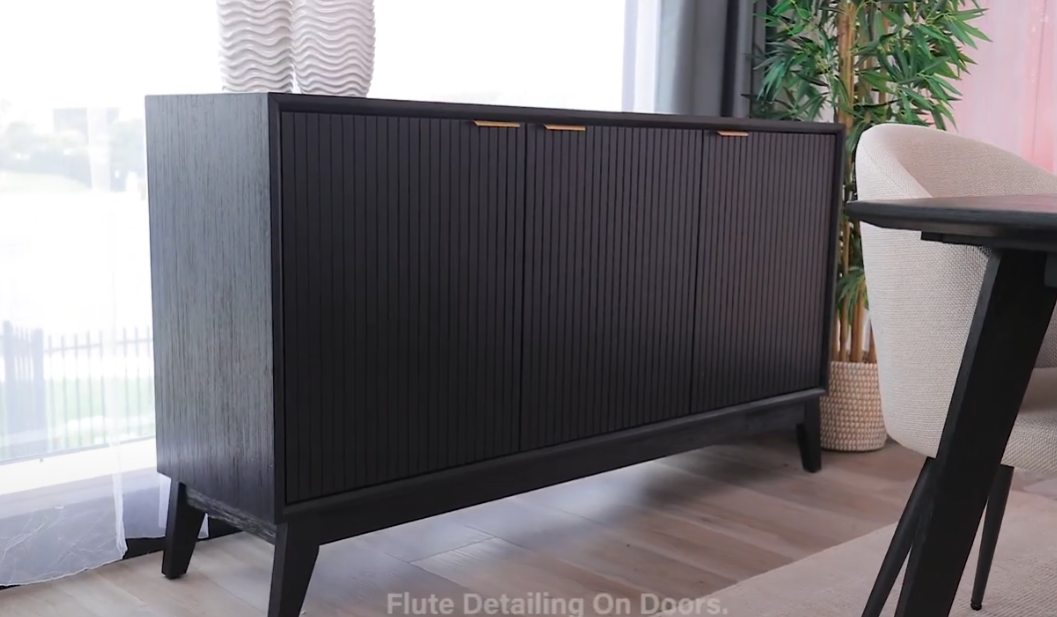 Ella 3 Door Buffet 165cm, Black
