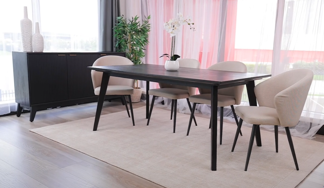 Ella 3 Door Buffet 165cm, Black