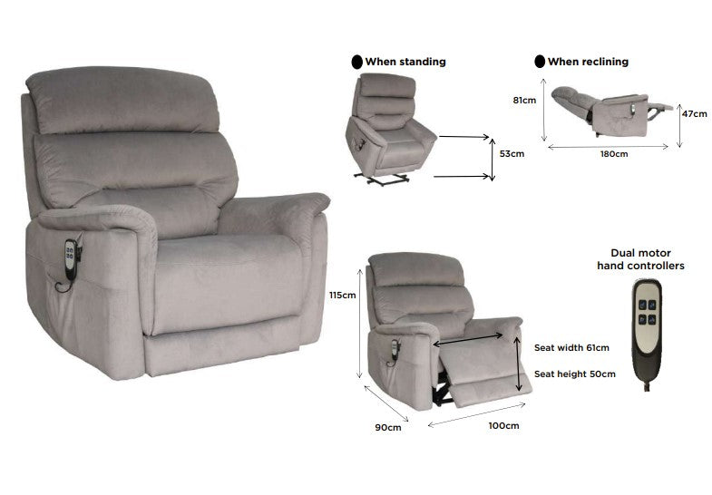 Texas Fabric Lift Chair - Dark Grey