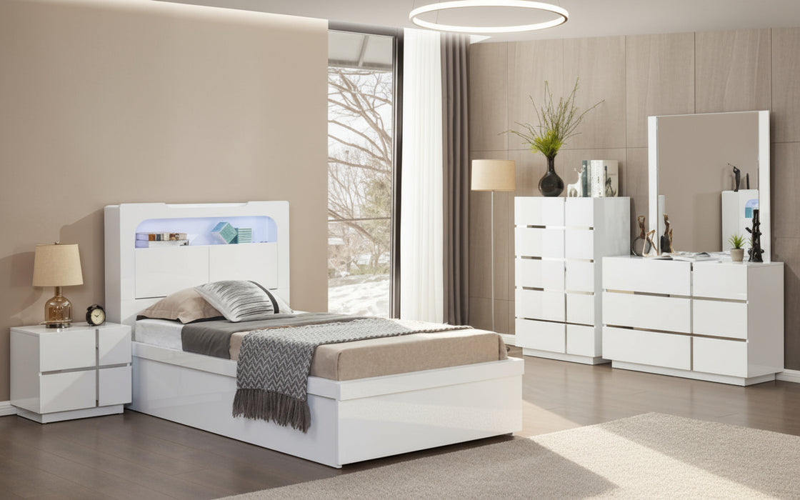 White Vegas King Single Gas Lift Bed