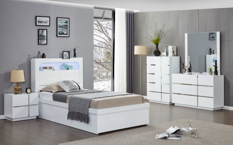 White Veronica 6 Drawer Dresser with Mirror