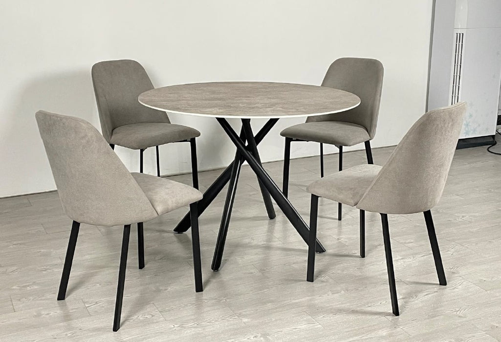 Crown 1.10m Round Dining Table Set & 4 Chairs