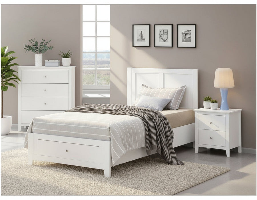 White Lunar King Single Storage Bed