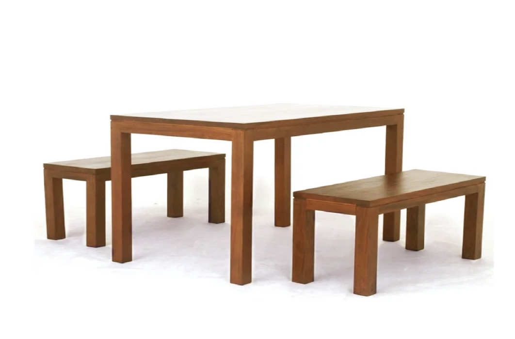 Amsterdam 1.8m Solid Mahogany Wood Dining Table Set - Light Pecan