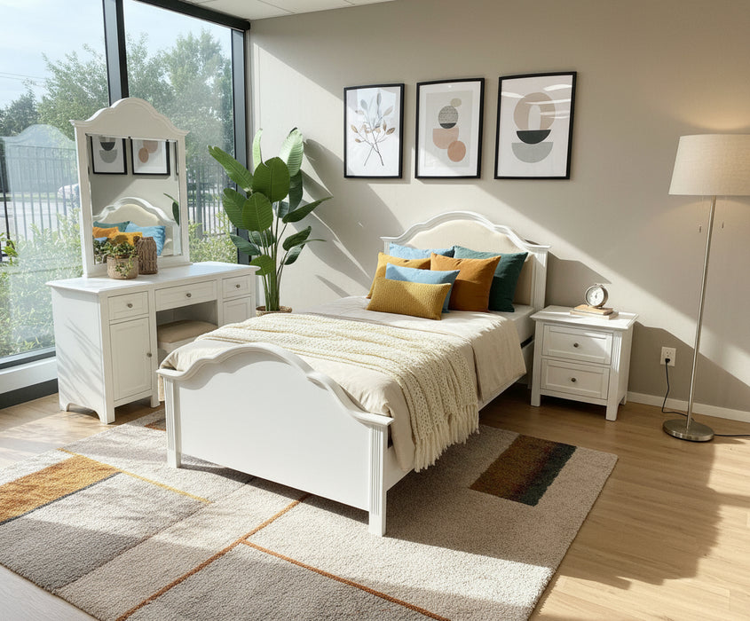 Sonia White Timber Bed Frame - Options: Size