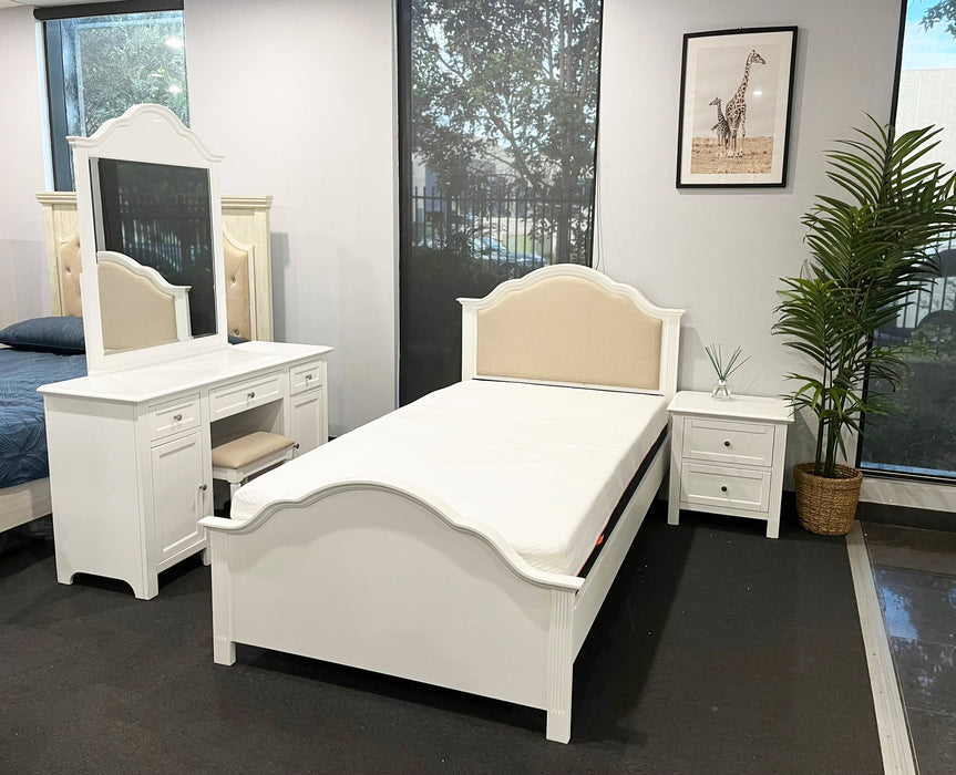 Sonia White Timber Bed Frame - Options: Size