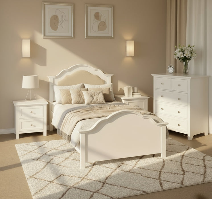 Sonia White Timber Bed Frame - Options: Size