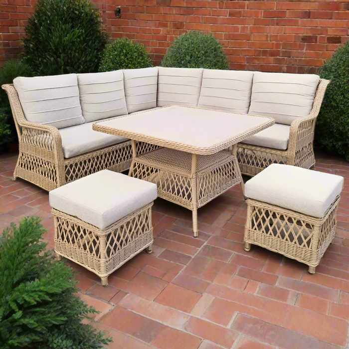 Corfu Wicker Outdoor Corner Lounge Set - Natural